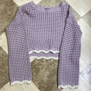 Lavender Crochet Sweater